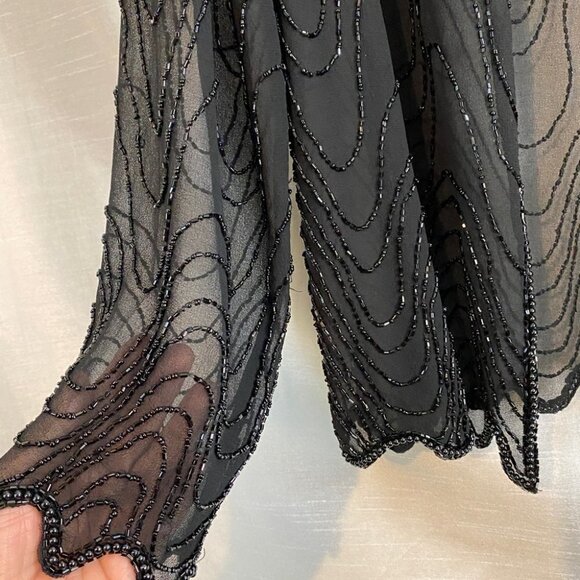 Vintage JMC New  York Black Hand Beaded Sheer Jacket Ladies M - Picture 6 of 12